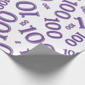 100e Paarse/witte Willekeurige Getal Patroon Groot Cadeaupapier (Hoek)