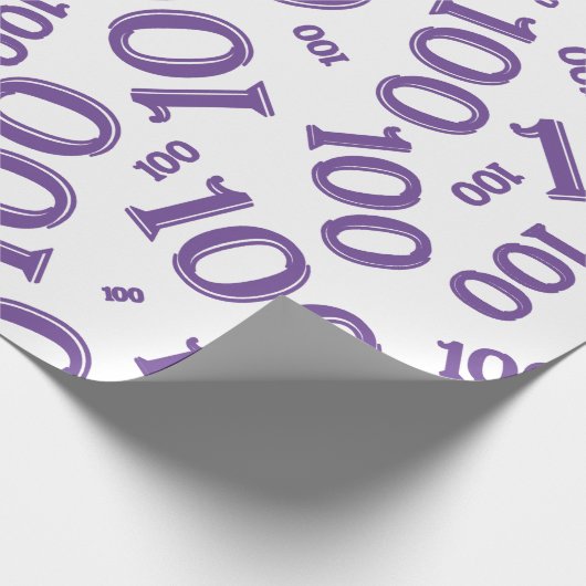 100e Paarse/witte Willekeurige Getal Patroon Groot Cadeaupapier (Hoek)