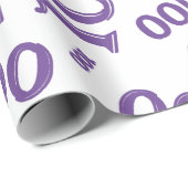 100e Paarse/witte Willekeurige Getal Patroon Groot Cadeaupapier (Rol Hoek)