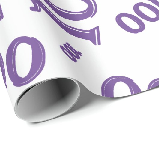 100e Paarse/witte Willekeurige Getal Patroon Groot Cadeaupapier (Rol Hoek)