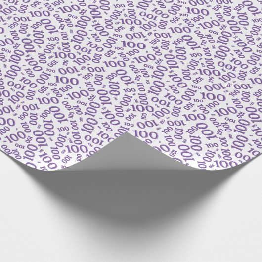 100e Paarse/witte Willekeurige Getal Patroon Klein Cadeaupapier (Hoek)