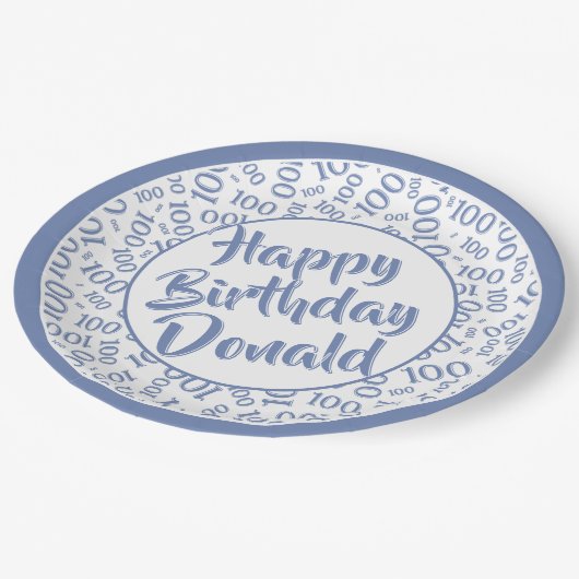 100e Partij Willekeurig Nummer Patroon Blauw/Wit Papieren Bordje (Gekanteld)