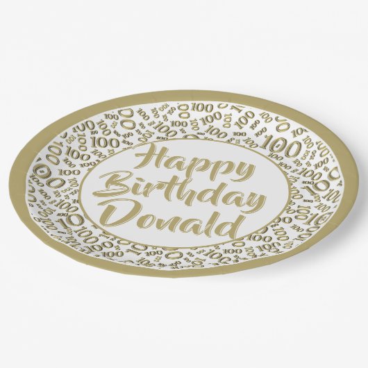 100e Partij Willekeurig Nummer Patroon Goud/Wit Papieren Bordje (Gekanteld)