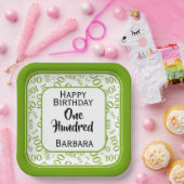 100e Partij Willekeurig Nummer Patroon Groen/Wit Papieren Bordje (Feest)