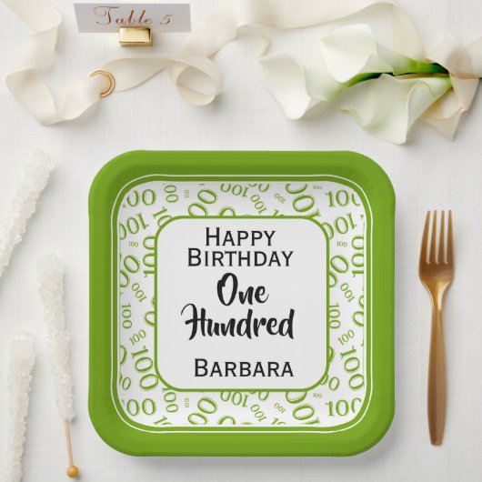 100e Partij Willekeurig Nummer Patroon Groen/Wit Papieren Bordje (Huwelijk)