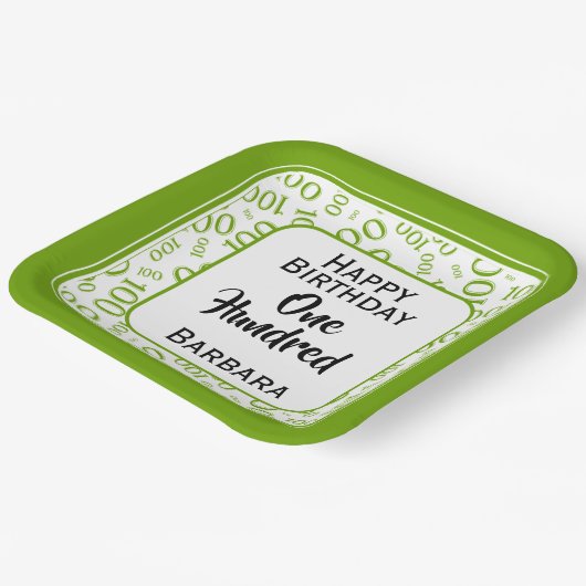 100e Partij Willekeurig Nummer Patroon Groen/Wit Papieren Bordje (Gebogen)