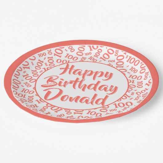 100e Partij Willekeurig Nummer Patroon Koraal/Wit Papieren Bordje (Gekanteld)