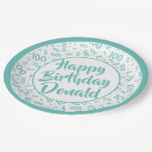 100e Partij Willekeurig Nummerpatroon Blauwgroen/W Papieren Bordje (Gekanteld)