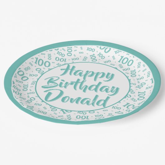 100e Partij Willekeurig Nummerpatroon Blauwgroen/W Papieren Bordje (Gekanteld)