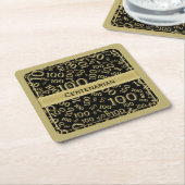 100e-partijthema Sq "Centenarian" (zwart/goud) Kartonnen Onderzetters (Schuin)