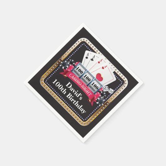 100e pokerspeelkaart Casino Birthday Napkins Servet (Hoek)