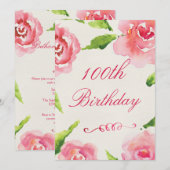 100e Roos voor grafische Waterverf van de geboorte Kaart (Voorkant / Achterkant)