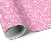 100e roze/wit willekeurig getallenpatroon klein cadeaupapier (Rol Hoek)