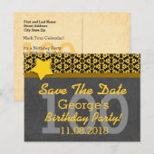 100e Save the Date Donker Grijs Goud STERREN G80D Aankondigingskaart (Voorkant / Achterkant)