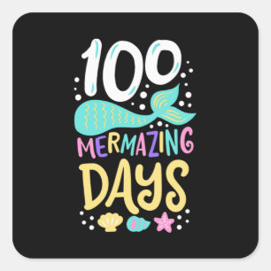 100e schooldag 100 dagen 28 vierkante sticker