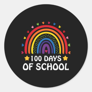100e schooldag 100 dagen luipaard regenboog ronde sticker