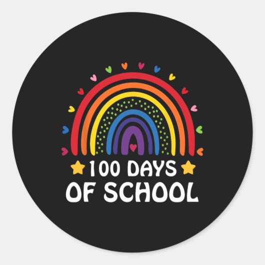 100e schooldag 100 dagen luipaard regenboog ronde sticker (Voorkant)