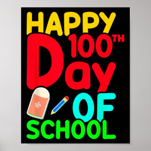 100e schooldag 100 dagen Schattigee studenten jong Poster