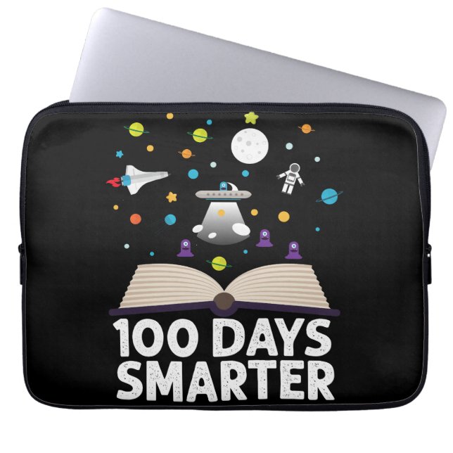 100e schooldag 100 dagen slimmere boekenruimte laptop sleeve (Voorkant)