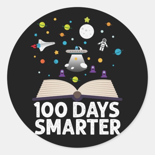 100e schooldag 100 dagen slimmere boekenruimte ronde sticker (Voorkant)