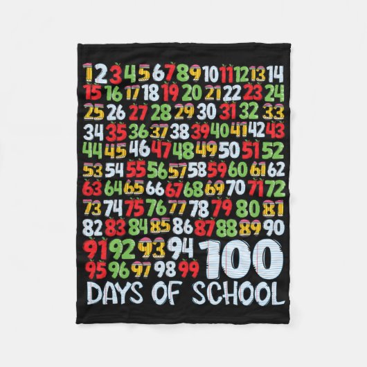 100e schooldag 100 dagen Wiskunde nummers docent Fleece Deken (Voorkant)