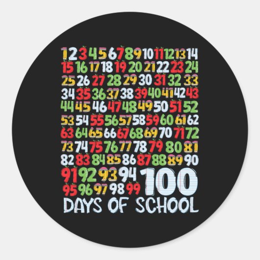 100e schooldag 100 dagen Wiskunde nummers docent Ronde Sticker (Voorkant)