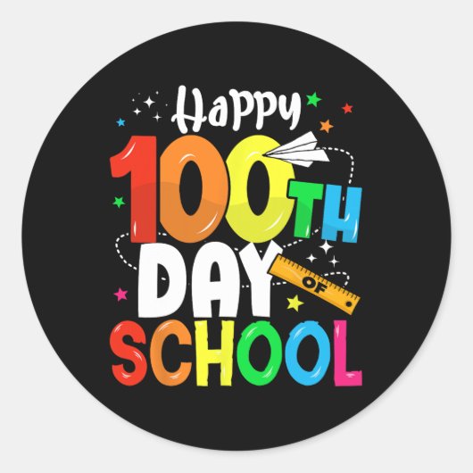 100e schooldag 100 schooldagen ronde sticker (Voorkant)