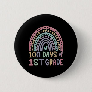 100e schooldag 1e klas 100 dagen slimmer vuur ronde button 5,7 cm