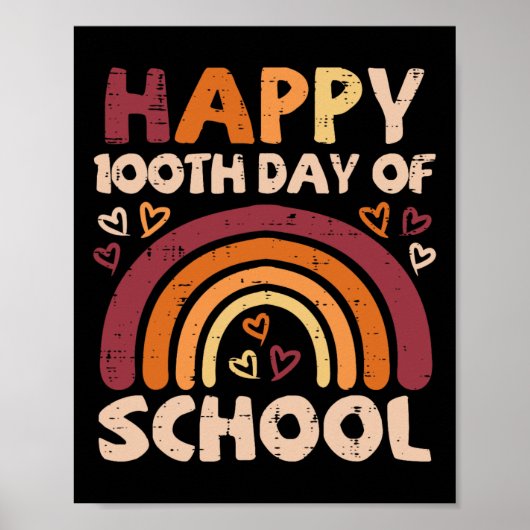 100e schooldag Black Rainbow 100 dagen leraar Poster (Voorkant)