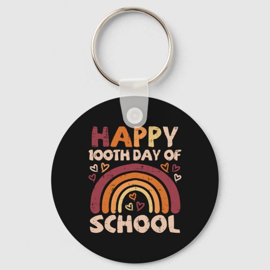 100e schooldag Black Rainbow 100 dagen leraar Sleutelhanger (Voorkant)