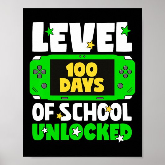 100e schooldag Kinder niveau 100 schooldagen Poster (Voorkant)
