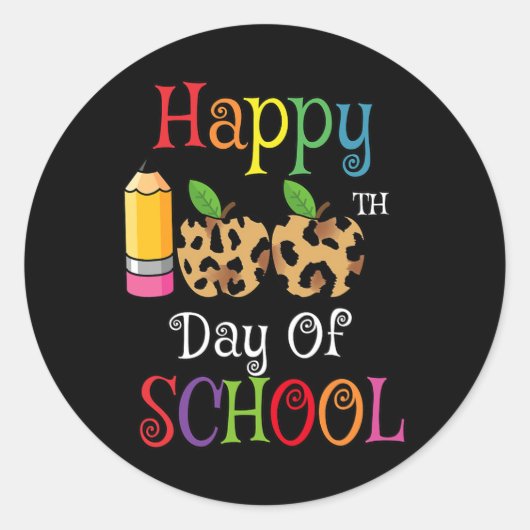 100e schooldag Leopard Print Teacher Student Ronde Sticker (Voorkant)