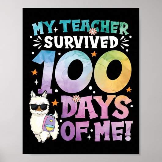 100e schooldag overleefde mijn leraar 100 dagen poster (Voorkant)