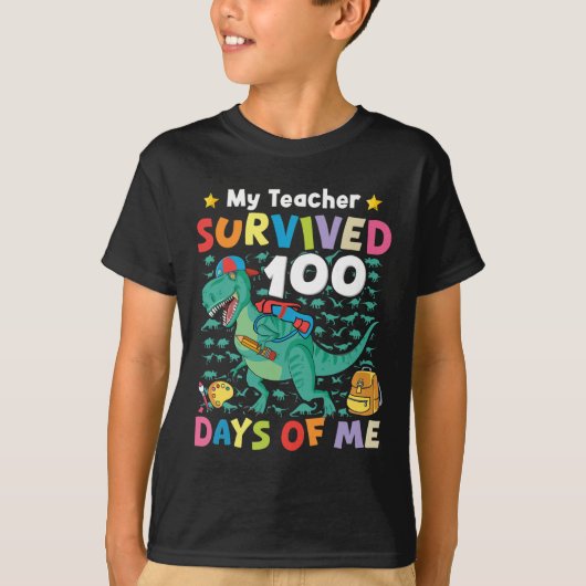 100e schooldag overleefde mijn leraar 100 dagen t-shirt (Voorkant)