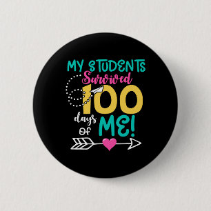 100e schooldag overleefde mijn student 100 dagen ronde button 5,7 cm