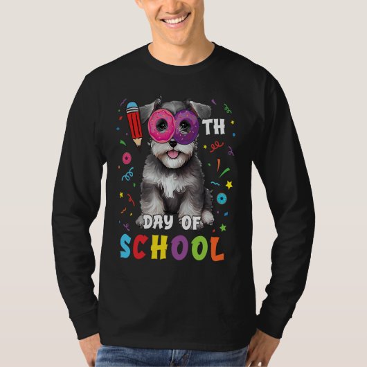 100e schooldag Schnauzer Dog donut 100 dagen T-shirt (Voorkant)