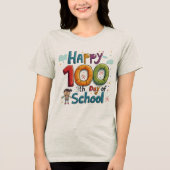 100e schooldag Tri-Blend shirt (Voorkant)