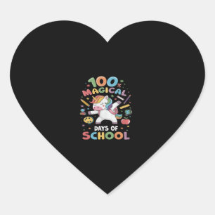 100e schooldag Unicorn 100 magische dagen Hart Sticker