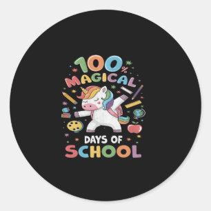 100e schooldag Unicorn 100 magische dagen Ronde Sticker