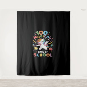 100e schooldag Unicorn 100 magische dagen Wandkleed