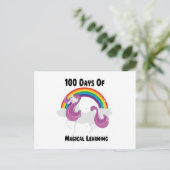 100e schooldag van de Unicorn 100 dagen voor meisj Briefkaart (Staand voorkant)