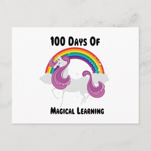 100e schooldag van de Unicorn 100 dagen voor meisj Briefkaart (Voorkant)