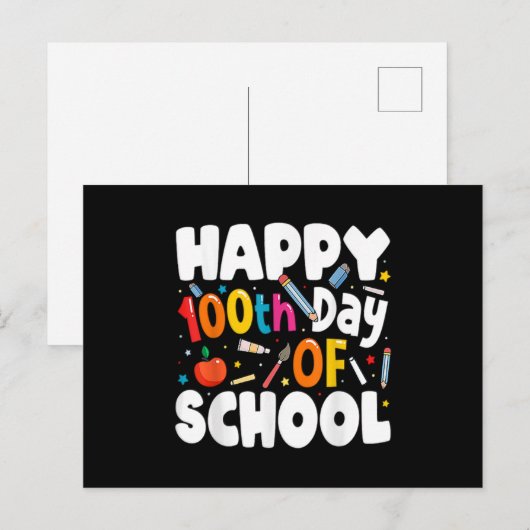100e schooldag voor docenten Kinderen 100 da Uitnodiging Briefkaart (Voorkant / Achterkant)