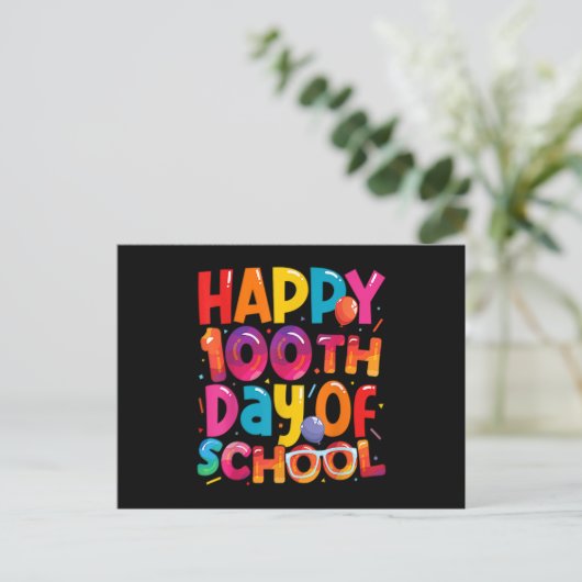 100e schooldag voor leraren jongens en meisjes 100 uitnodiging briefkaart (Staand voorkant)