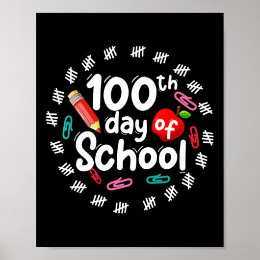 100e schooldag voor leraren Kinderen 100 dagen Sma Poster (Voorkant)