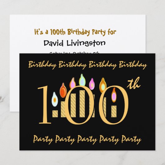 100e Sjabloon voor uitnodiging op jaardag (Voorkant / Achterkant)