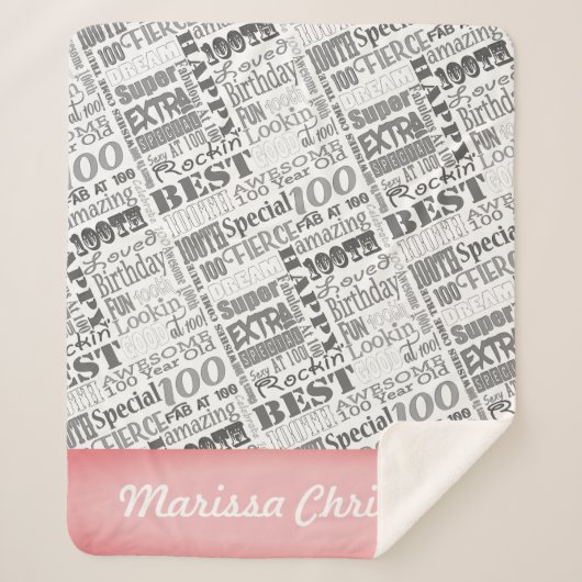 100e speciaal gepersonaliseerd monogram voor de ge sherpa deken (Voorkant)