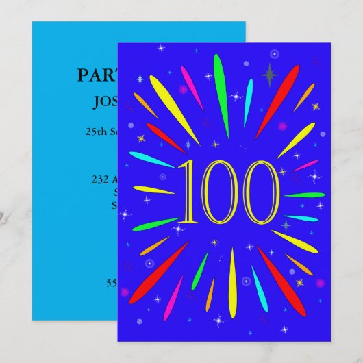 100e Uitnodiging op verjaardag (Voorkant / Achterkant)