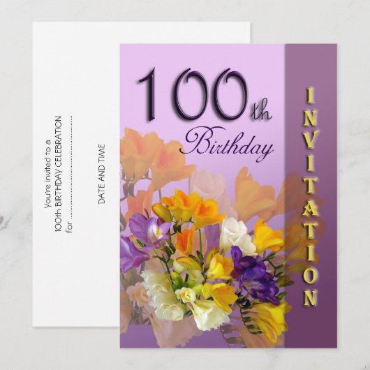 100e uitnodiging van de Birthday Party (Voorkant / Achterkant)