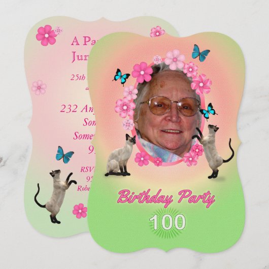 100e uitnodiging van de Birthday Party (Voorkant / Achterkant)